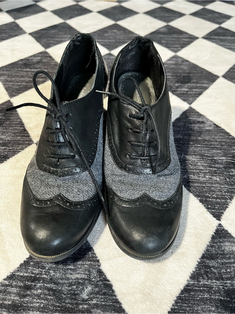 croft & barrow Black and Gray Two-Tone Wingtip Oxfords